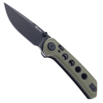 Reate PL-XT Folding Knife Green Micarta Handle Nitro-V Plain Edge Black PVD Finish