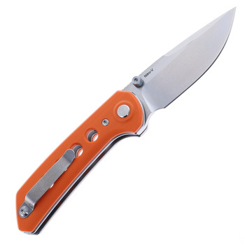 Reate PL-XT Folding Knife Orange G10 Handle Nitro-V Plain Edge Stonewash Finish