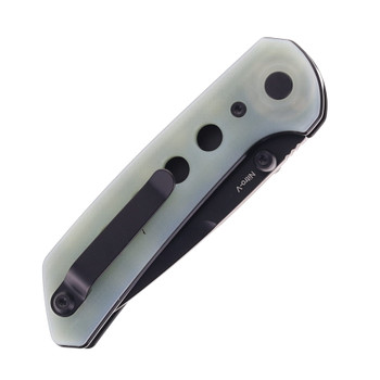 Reate PL-XT Folding Knife Jade G10 Handle Nitro-V Plain Edge Black PVD Finish