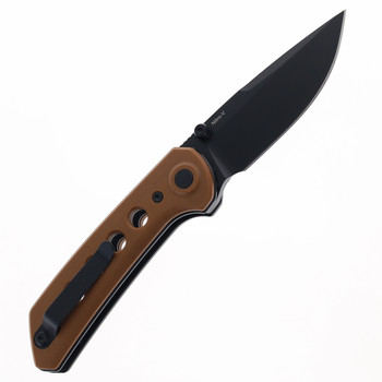 Reate PL-XT Folding Knife Tan G10 Handle Nitro-V Plain Edge Black PVD Finish