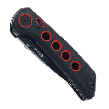 Reate PL-XT Folding Knife Black Micarta/Red G10 Handle Nitro-V Plain Edge Black PVD Finish