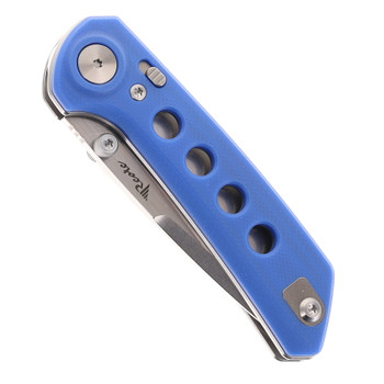 Reate PL-XT Folding Knife Blue G10 Handle Nitro-V Plain Edge Stonewash Finish