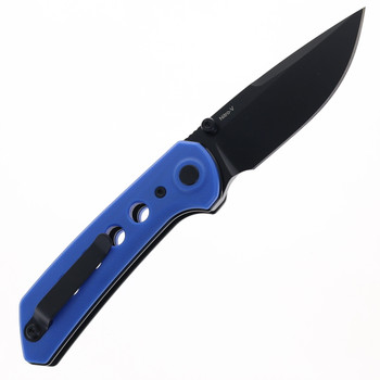 Reate PL-XT Folding Knife Blue G10 Handle Nitro-V Plain Edge Black PVD Finish