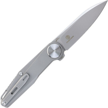 Defcon Fulcrum Leverage Lock Folding Knife Bead Blast Titanium Handle M390 Plain Edge Bead Blast Finish 9617
