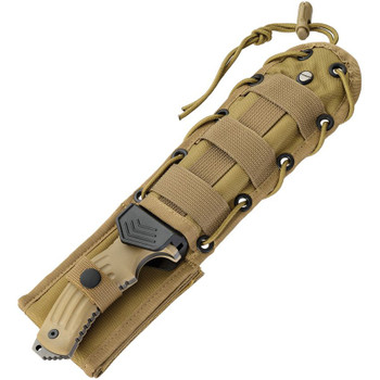 Fox Tora Fixed Blade Knife Coyote Tan G10 Handle 440C Partially Serrated Edge 02FX165