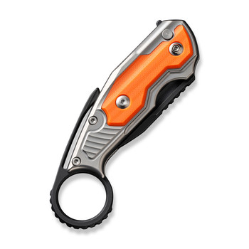 WE Yardbird Folding Knife Gray/Orange Titanium/G10 Handle 20CV Wharncliffe Plain Edge Black Stonewash Finish WE22021-1