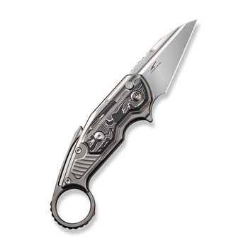 WE Yardbird Folding Knife Gray/Black/White Titanium/ Aluminum Foil Carbon Fiber Handle 20CV Wharncliffe Plain Edge Hand Rubbed Satin Finish WE22021-3 WE Yardbird Folding Knife Gray/Black/White Titanium/ Aluminum Foil Carbon Fiber Handle 20CV Wharncliffe Plain Edge Hand Rubbed Satin Finish WE22021-3