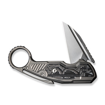WE Yardbird Folding Knife Gray/Black/White Titanium/ Aluminum Foil Carbon Fiber Handle 20CV Wharncliffe Plain Edge Hand Rubbed Satin Finish WE22021-3 WE Yardbird Folding Knife Gray/Black/White Titanium/ Aluminum Foil Carbon Fiber Handle 20CV Wharncliffe Plain Edge Hand Rubbed Satin Finish WE22021-3