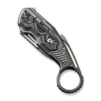 WE Yardbird Folding Knife Gray/Black/White Titanium/ Aluminum Foil Carbon Fiber Handle 20CV Wharncliffe Plain Edge Hand Rubbed Satin Finish WE22021-3 WE Yardbird Folding Knife Gray/Black/White Titanium/ Aluminum Foil Carbon Fiber Handle 20CV Wharncliffe Plain Edge Hand Rubbed Satin Finish WE22021-3