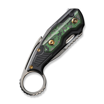 WE Yardbird Folding Knife Black/Green Titanium/ Jungle Wear Fat Carbon Fiber Handle 20CV Wharncliffe Plain Edge Hand Rubbed Satin Finish WE22021-4 WE Yardbird Folding Knife Black/Green Titanium/ Jungle Wear Fat Carbon Fiber Handle 20CV Wharncliffe Plain Edge Hand Rubbed Satin Finish WE22021-4