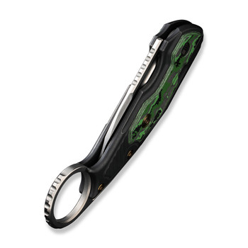 WE Yardbird Folding Knife Black/Green Titanium/ Jungle Wear Fat Carbon Fiber Handle 20CV Wharncliffe Plain Edge Hand Rubbed Satin Finish WE22021-4 WE Yardbird Folding Knife Black/Green Titanium/ Jungle Wear Fat Carbon Fiber Handle 20CV Wharncliffe Plain Edge Hand Rubbed Satin Finish WE22021-4