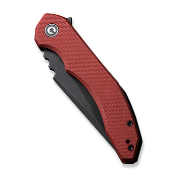 Civivi Bluetick Folding Knife Burgundy G10 Handle 14C28N Drop Point Plain Edge Black Stonewash Finish C23050-2