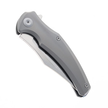 Maxace Orion Folding Knife Gray Titanium Handle Magnacut Plain Edge M23A