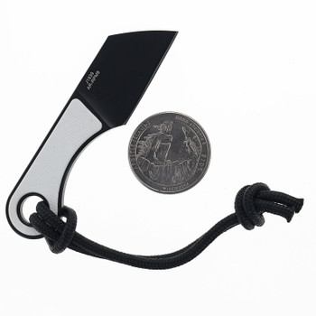 CJRB Chip Fixed Blade Knife White G10 Handle AR-RPM9 Plain Black Blade J1939-BWH