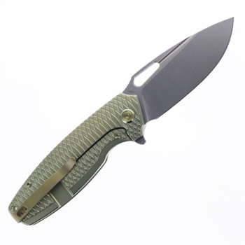 Kubey Tityus Folding Knife Yellow Textured Titanium Handle 14c28n Drop Point KB360G