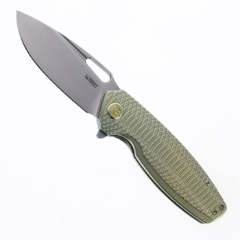 Kubey Tityus Folding Knife Yellow Textured Titanium Handle 14c28n Drop Point KB360G