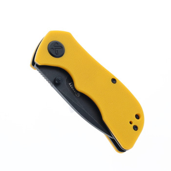 Kubey Karaji Liner Lock Folding Knife Yellow G10 Handle 14C28N Spear Point Plain Edge Black Stonewash Finish KU180J