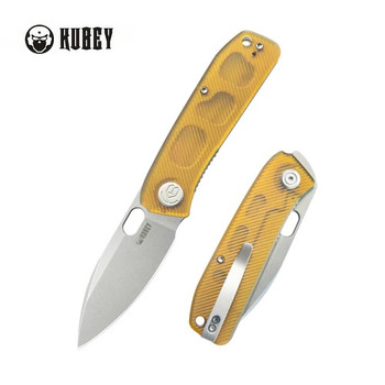 Kubey Hyde Liner Lock Folding Knife Ultem Handle 14C28N Plain Edge Beadblast Finish KU2104I