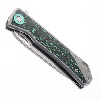 TwoSun Folding Knife Titanium Handle with Green/Black Carbon Fiber Inlay M390 Blade Steel TS502-Ti-M390 TwoSun Folding Knife Titanium Handle with Green/Black Carbon Fiber Inlay M390 Blade Steel TS502-Ti-M390