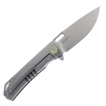 TwoSun Folding Knife Titanium Handle with Green/Black Carbon Fiber Inlay M390 Blade Steel TS502-Ti-M390