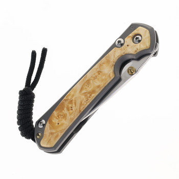 LEFT HANDED Chris Reeve Small Sebenza Box Elder Inlay Pocket Knife Gray Titanium Handle Polished Magnacut Blade S31-1139