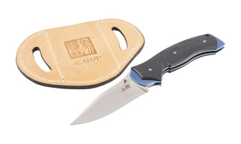 Al Mar B-21 Folding Knife Black/Blue G10 Handle D2 Modified Clip Point Plain Edge Satin 4133