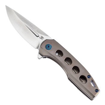 Kansept Cassowary Folding Knife Bronze Titanium Handle S35VN Plain Edge Satin Finish K2065A5