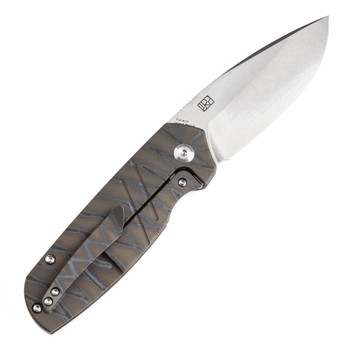 Kansept Turaco Folding Knife Tiger Stripe Titanium Handle S35VN Plain Edge Stonewash Finish K2049A4