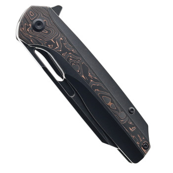 Kansept Shard Folding Knife Blackwash Titanium/Copper Carbon Fiber Handle S35VN Plain Edge Blackwash Finish K1006C1