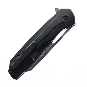 Kansept Shard Folding Knife Blackwash Titanium/Copper Carbon Fiber Handle Damascus Plain Edge K1006C2