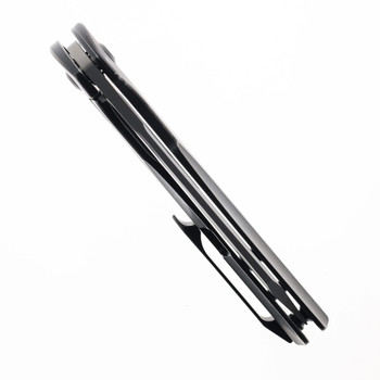 Kansept Shard Folding Knife Blackwash Titanium/Copper Carbon Fiber Handle Damascus Plain Edge K1006C2