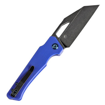 Kansept Egress Folding Knife Blue G10 Handle 14C28N Plain Edge Black Stonewash Finish T1033A2
