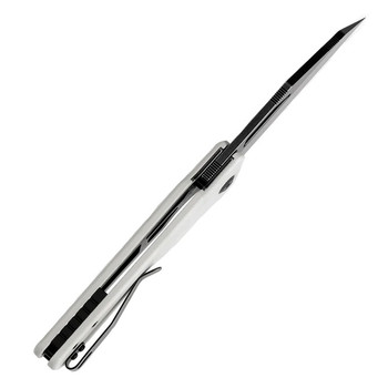 Kansept Egress Folding Knife White G10 Handle 14C28N Plain Edge Black Stonewash Finish T1033A4