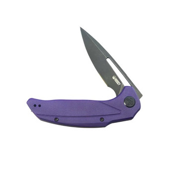 Kubey Nautilus Folding Knife Purple G10 Handle 14C28N Plain Edge Silver Sand Blast Finish KU372A
