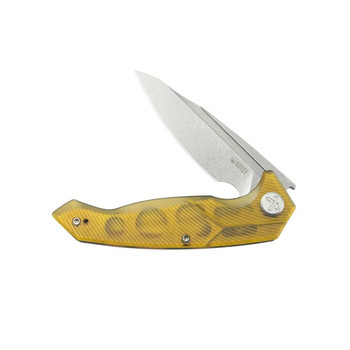 Kubey RBC-1 Folding Knife Ultem Handle 14C28N Plain Edge Stonewash Finish KU373D
