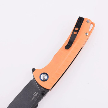 Discontinued Shieldon Folding Knife Orange G10 Handle D2 Harpoon Point Plain Edge Black Stonewash Finish 7070G2
