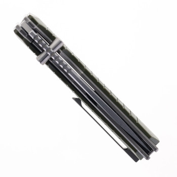 TwoSun Folding Knife Green Titanium/G10 Handle 14C28N Plain Edge TS464-14C28N-Green