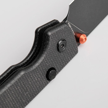 Vosteed Raccoon Top Liner Lock Folding Knife Black Micarta Handle 14C28N Drop Point Plain Edge Black Stonewash Finish A2902
