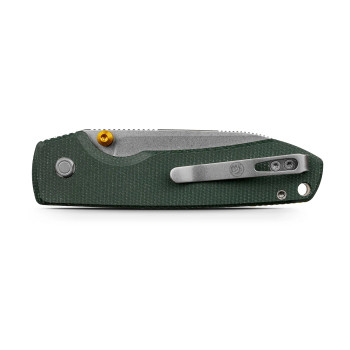 Vosteed Raccoon 2.0 Top Liner Lock Folding Knife Green Micarta Handle 14C28N Drop Point Plain Edge Stonewash Finish A2904
