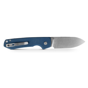 Vosteed Raccoon 2.0 Top Liner Lock Folding Knife Blue Micarta Handle 14C28N Drop Point Plain Edge Satin Finish A2905