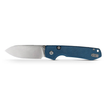 Vosteed Raccoon 2.0 Top Liner Lock Folding Knife Blue Micarta Handle 14C28N Drop Point Plain Edge Satin Finish A2905