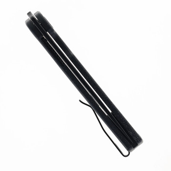 Petrified Fish Morse Folding Knife Black Micarta Handle 154CM Plain Edge Black Stonewash Finish E07-DMDW