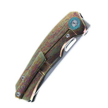 Two Sun Folding Knife Carbon Fiber/Color Titanium Handle Stonewashed M390 Blade TS457