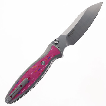 Two Sun Folding Knife Pink/Color Titanium/G10 Handle 154CM Plain Edge TS441