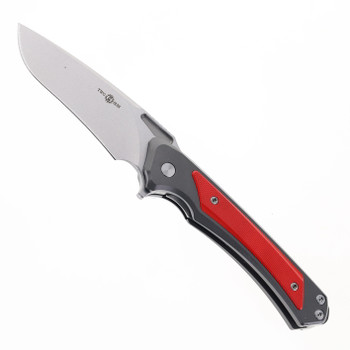 Two Sun Folding Knife Red/Black Titanium/G10 Handle 14C28N Plain