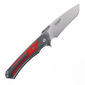 Two Sun Folding Knife Red/Black Titanium/G10 Handle 14C28N Plain Edge TS468