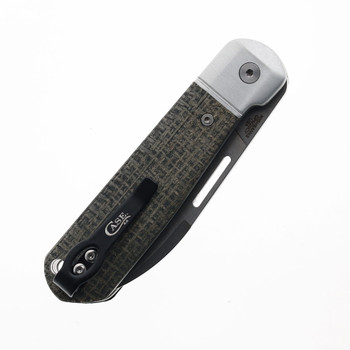 Case Cutlery Highbanks Revoindie Folding Knife Black Canvas Micarta Handle 20CV Modified Wharncliffe Plain Edge Stonewash Finish 82230