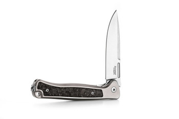 LionSteel Skinny Folding Knife Titanium/Carbon Fiber Handle Magnacut Plain Edge SK01-GY