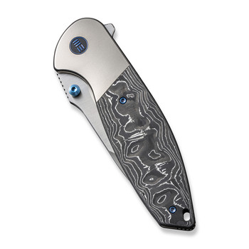 WE Nitro OG Folding Knife Gray/Black/White Titanium Aluminum Foil/Carbon Fiber Handle 20CV Drop Point Plain Edge Hand Rubbed Satin Finish WE23035-3