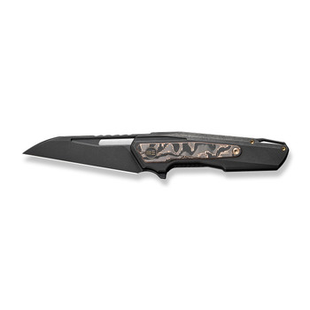 WE Falcaria Folding Knife Black/Copper Titanium Copper Foil Carbon Fiber Handle 20CV Wharncliffe Plain Edge Black Stonewash Finish WE23012B-2